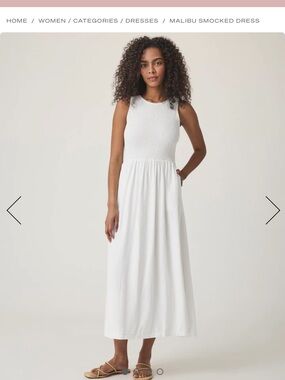Splendid White Smocked Maxi Dress
